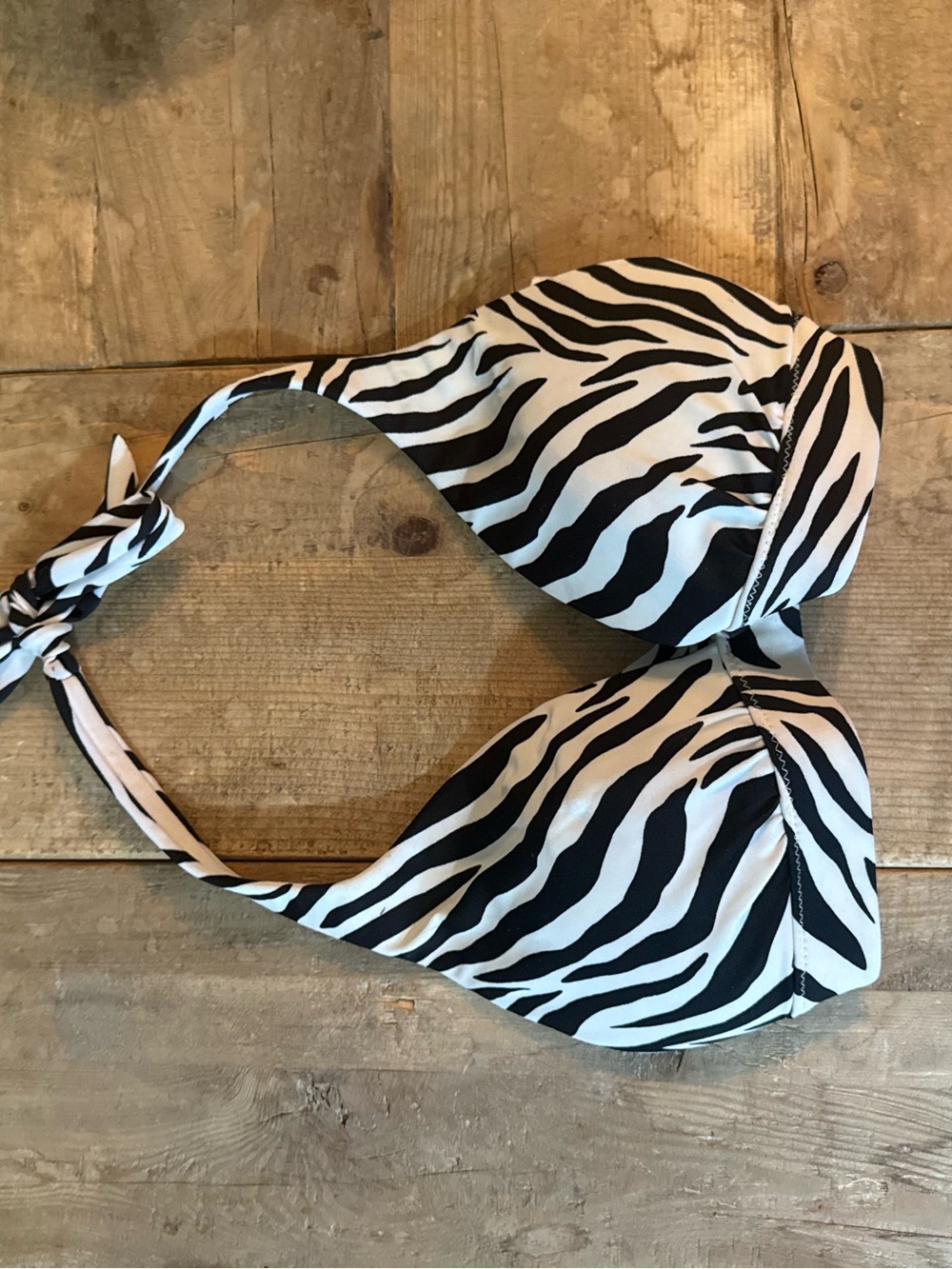 Victoria's Secret Zebra-Print Halter Bikini Top - Black & White